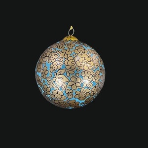 Handmade Blue Gold Paper <b>Heart</b> Christmas Ornament with Floral Pattern Classic Style <b>Hanging</b> Decor - Product Image 3