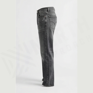Jean en denim coupe droite délavé foncé pour homme, taille haute, coupe classique, en coton, style décontracté, pantalon d'automne - Product Image 4