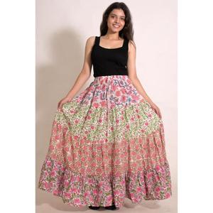Handmade Cotton Patchwork Printed Maxi <b>Skirt</b> for Women Boho <b>Long</b> <b>Skirt</b> Hippie Festival Clothing Made in India - Product Image 2