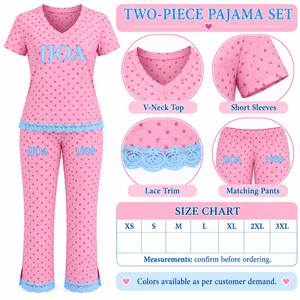 ชุดนอนผู้หญิงลายจุดแต่งลูกไม้ ยี่ห้อ Custom Greek Jack And Jill Of America Inc. ชุดนอน 2 ชิ้น ชุดลำลอง - Product Image 4