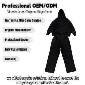 Wholesale Vintage Acid <b>Washed</b> Streetwear Tracksuit for Men Premium Quality Loose Fit Hoodie & Trouser Custom Logo Sweat Suit - Product Image 4