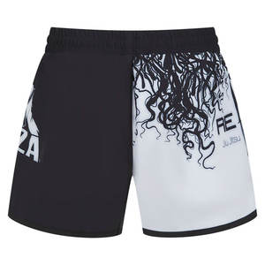 Pantalones Cortos de MMA UFC Sublimados Elásticos Negros y Blancos con Cintura Elástica Unisex Kimono de Jiu Jitsu Personalizable - Product Image 1