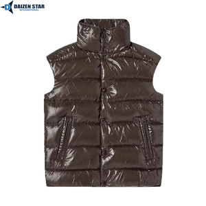 Chaleco Acolchado Azul Marino para Hombre, Cuello Alto, Cierre de Cremallera, Transpirable, Cortavientos, Informal, Ropa de Invierno, Color Sólido, Largo Regular - Product Image 3