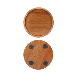 Vente en gros de sous-verres classiques en bois d'acacia massif, 6 supports, sous-verres de table basse écologique pour boissons, table à manger d'extérieur pour la maison - Product Image 6
