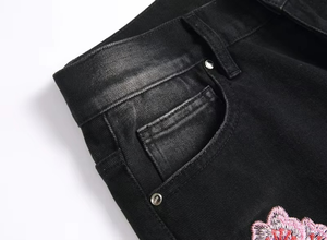 Jeans de Algodón Grueso con Bordado de Flores y Estampado Gráfico para Hombre, Pantalones de Mezclilla de Alta Calidad, Transpirables y Lavables para la Temporada de Primavera - Product Image 5
