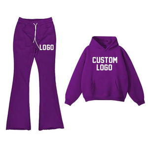 Sweat-shirt à capuche avec logo personnalisé et pantalon de jogging assorti, ensemble de survêtement en molleton uni, coupe classique, vêtements d'automne unisexes - Product Image 6