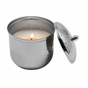 Pot à bougie rond en métal de luxe en gros avec couvercle, finition cuivre, or rose et laiton doré, bougie décorative pour la décoration intérieure - Product Image 4