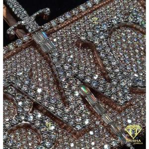 Pendentif personnalisé « BWG » en argent sterling 925 avec diamant moissanite, collier hip hop pour homme et femme - Product Image 4
