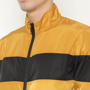 Men's Yellow Black Color Blocking <b>Track</b> <b>Jacket</b> Full Sleeve Stand Collar Zipper Front Sporty Style Autumn Wear Regular Fit - Product Image 6