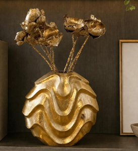 Handcrafted Irregular Brass Metallic <b>Vase</b> Abstract Textured Desktop Flower Arrangement Container <b>Unique</b> Luxury Gift Home Decor - Product Image 2