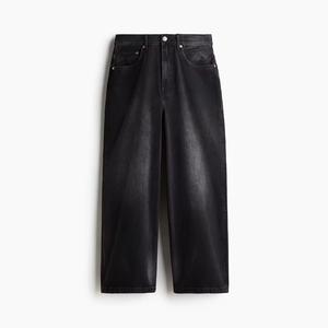 Mid Waist <b>Light</b> Wash Wide Leg Cotton Denim Cargo Pants Ankle-Length Regular Fit Vintage Utility Style Flat Women's <b>Trousers</b> - Product Image 1