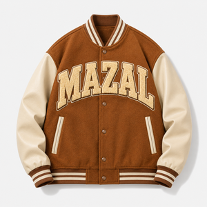 Blouson universitaire personnalisé en polyester satiné avec broderie en relief pour les détaillants de vêtements, production en gros, streetwear, livraisons en vrac - Product Image 5