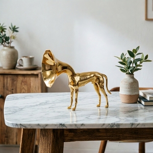 Sculpture d'animal personnalisée créative, chien trompette doré, ornement décoratif pour salon, entrée, hôtel, maison - Product Image 1