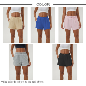 Shorts Casuales de Punto Gris para Mujer, con Bolsillos, Cintura Elástica, Corte Medio, Transpirables, Mezcla de Algodón y Spandex - Product Image 4