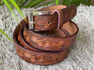 Fabricantes que venden cinturón de cuero genuino para hombre, cinturón de cuero de vaca de lujo ajustable a mano para hombres - Product Image 2