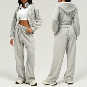 Survêtement Street Style Femme Oversize à Fermeture Éclair, Hoodie Vintage et Pantalon de Survêtement Ample, Style Hip Hop Urbain - Product Image 1
