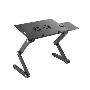Mobili per ufficio a casa in piedi convertitore da tavolo scrivania pieghevole regolabile in altezza per Laptop con supporto laterale per Mouse e ventola di raffreddamento