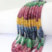 Perles Rondelles Multicolores Facettées en Pierres Précieuses Naturelles (Rubis, Émeraudes, Saphirs) 5mm, 16 Pouces, pour la Fabrication de Bijoux, Prix de Gros