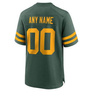 Maillot de football américain vert à col en V avec numéros et rayures jaunes pour homme, coupe régulière, manches courtes, évacuation de l'humidité - Product Image 2