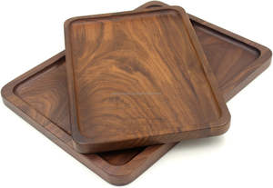 Custom Walnut Wooden Storage Tray with Handles Luxury Organizer Tray for <b>Coffee</b> <b>Table</b> Bathroom Vanity Desk Decor - Product Image 2