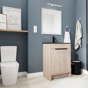 Mobile Bagno Freestanding da 24 Pollici con Lavabo in Ceramica Nera e 2 Ante con Chiusura Ammortizzata W1286S00016 (BVB02424PLO G BL9060BK) - Product Image 2