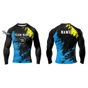 Rashguard de compression personnalisable en tissu extensible, vente en gros, Rashguard BJJ en Spandex avec impression personnalisée - Product Image 3