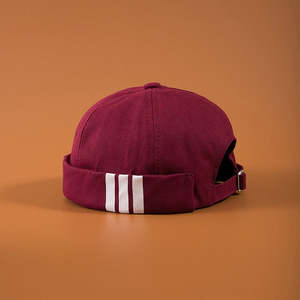 Gorra Docker de Lona de Algodón Personalizable RAO CRAFT EXPORTS, 6 Paneles, Sin Visera, Borde Enrollado, Cinta de Tela con Tres Rayas - Product Image 1