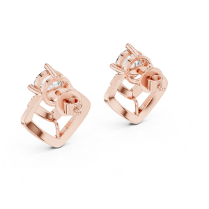 Rose Gold Lab Grown <b>Diamond</b> <b>Dangle</b> <b>Earrings</b> Elegant Luxury Fashion Jewelry Designer Sparkle Statement Gift Collection - Product Image 3