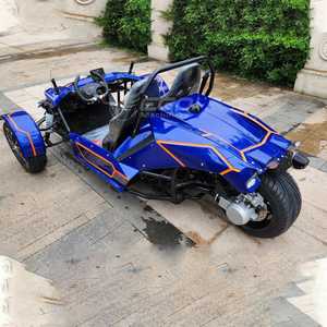 Véhicule tout-terrain à trois roues en alliage bleu orange, cabine ouverte, trike utilitaire sportif - Product Image 1