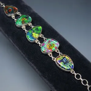Bracelet statement fait main en argent sterling 925 avec verre dichroïque coloré pour femmes - Product Image 3