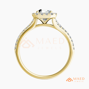 Gold Plated Asscher Cut Halo Engagement <b>Ring</b> Women Pave Band American Diamond <b>CZ</b> Wedding <b>Ring</b> Fine Jewelry Design - Product Image 6