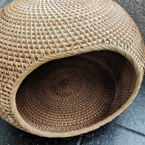 Round Dome Handwoven Rattan Pet Bed Cozy Enclosed Cat House Natural Wicker Pet <b>Basket</b> Comfortable Eco Friendly Handmade Pet Nest - Product Image 6