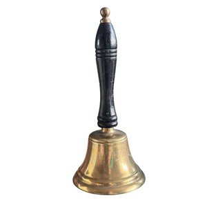 Handcrafted Pure <b>Brass</b> Two-Tone Pooja <b>Bell</b> Morpankh Design Traditional Gold Silver Polish Prayer Home Temple IMPERIAL <b>BRASS</b> - Product Image 2