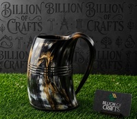 Mug rustique artisanal en corne de buffle, naturel, avec poignée, grande capacité pour bière, vin, camping, fête