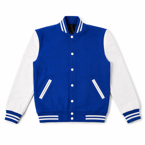 Veste de baseball varsity pour homme, col montant, sans manches, coupe classique, fermeture à boutons pression, vêtements d'équipe personnalisés, vêtements d'extérieur d'hiver - Product Image 1