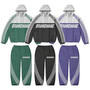 Ensemble de survêtement unisexe personnalisé en nylon coupe-vent violet grande taille pour l'hiver, vêtements de sport, fabricant OEM en gros - Product Image 1