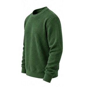 <b>Men</b> Waffle Knit Sweatshirt Textured Crew Neck Long Sleeve Pullover Casual <b>Thermal</b> <b>Top</b> Custom OEM Activewear Manufacturer Factory - Product Image 3