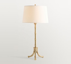 Royal <b>Bamboo</b> Metal Table Lamp with Antique Gold Iron <b>Bamboo</b> Base Premium Linen <b>Shade</b> Warm Ambient <b>Lighting</b> for Luxury Interiors - Product Image 2