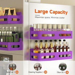 4 Pack Strong Magnetic Spice Rack for Refrigerator Multipurpose 4-Hook <b>Shelf</b> Organizer for <b>Kitchen</b> & Bathroom - Product Image 6