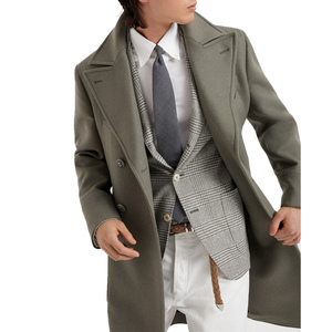 Manteau d'hiver pour homme de qualité supérieure, 100% laine, coupe ajustée, chaud, grande taille, couleur unie, tissu tissé - Product Image 6