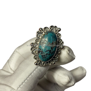Wholesale 925 Sterling Silver Oval Cut <b>Turquoise</b> <b>Ring</b> High Quality Handmade Classic Style Women's Wedding Engagement Anniversary - Product Image 2