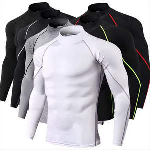 Unisex <b>Mock</b> <b>Neck</b> MMA Rash Guard Compression Shirt Long Sleeve Breathable Gym Fitness Workout Quick Dry Athletic Training Sports - Product Image 1