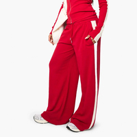 Jogging surdimensionné personnalisé pour femme – Respirant, taille élastique avec cordon de serrage, coupe ample, pantalon de survêtement polaire à jambe large pour l'hiver