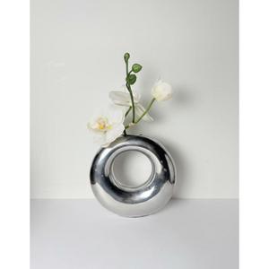 Florero redondo con forma de anillo, maceta de metal de alta calidad, decoración para bodas, suministros para eventos, exhibición de mesa, floreros modernos para el hogar - Product Image 1