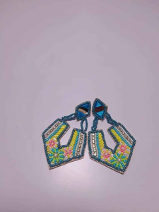 Trendy Embroidery Glass <b>Beaded</b> Chandelier Earrings Women's Customized <b>Color</b> Festive Eid Diwali Wedding - Product Image 6