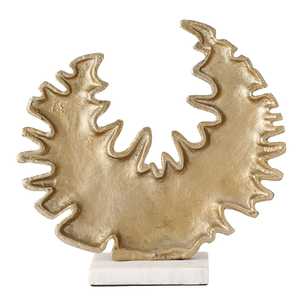 Gold Plated Aluminium Foliage Sculpture 30.5cm Modern Artistic Handmade Eco-Friendly Tabletop Decor for Home Office - Product Image 2