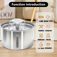 Produits pour animaux de compagnie Fontaine à eau pour chat rechargeable 3L Durable Filtration multicouche Eau pure automatique Fontaine à eau pour chat en acier inoxydable