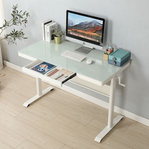48X24 pollici in vetro temperato scrivania in piedi con cassetto in metallo regolabile in altezza postazione di lavoro ergonomica a casa ufficio Stand Sit Desk - Product Image 1