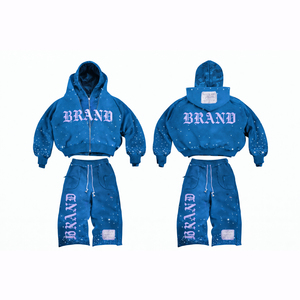 Distressed Hoodie Shorts <b>Set</b> Streetwear Oversized Tracksuit Unisex Vintage Acid Wash Graphic Print Casual Summer Outfit - Product Image 5