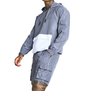 Ensembles de vêtements de sport coupe-vent pour hommes, ensembles de survêtements 100% nylon, sweats à capuche et shorts imperméables - Product Image 6